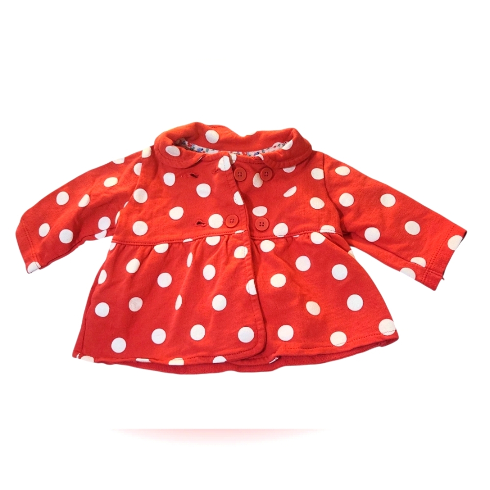 Carter's Coral & White Polka Dot 3 Month Baby Ruffle Jacket